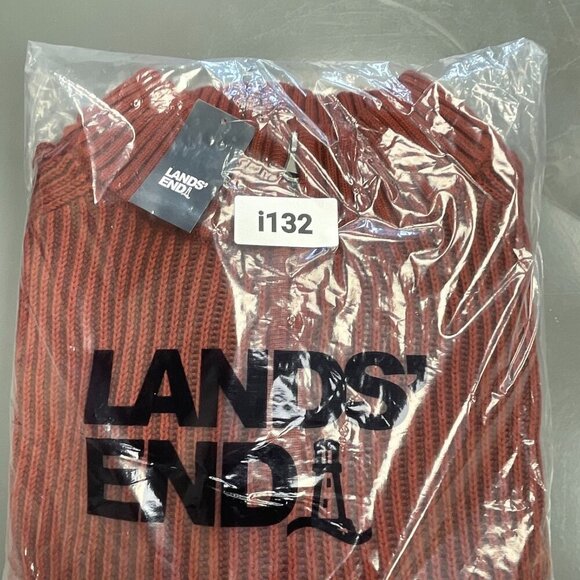 NEW Lands’ End Men’s XL Ribbed Knit Sweater Mock neck Red Rust 100% Cotton - Picture 9 of 9